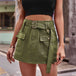 Belted Denim Shorts with Pockets Bazaarbey