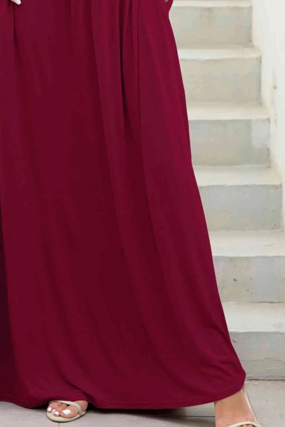 Round Neck Maxi Tee Dress with Pockets -BazaarBey - www.shopbazaarbey.com