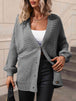  Button Down Horizontal-Ribbing  Cardigan Trendsi