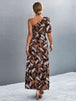 Printed Tie Waist One Shoulder Maxi Dress Bazaarbey
