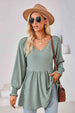 V-Neck Lantern Sleeve Blouse Bazaarbey