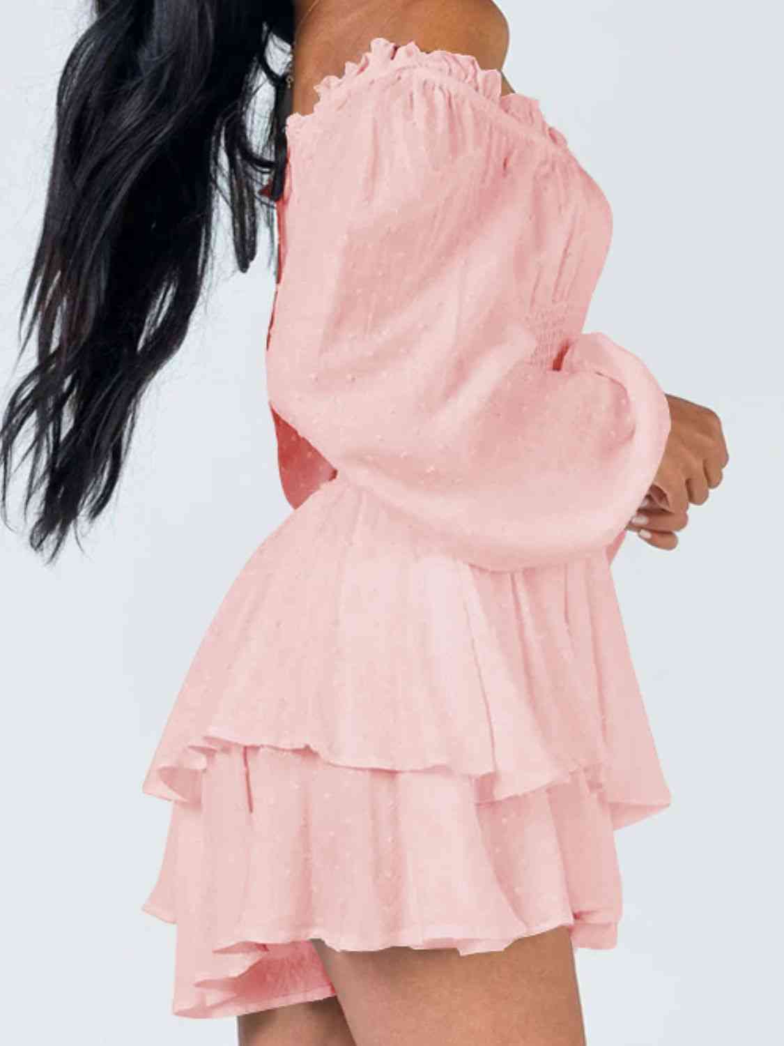 Off Shoulder Smocked Waist Romper -BazaarBey - www.shopbazaarbey.com