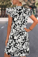 Floral Tie Neck Butterfly Sleeve Dress -BazaarBey - www.shopbazaarbey.com