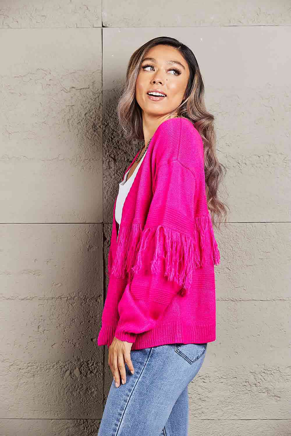   Trim Open Front Cardigan Trendsi