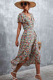 Floral  Neck Tied Midi Dress -BazaarBey - www.shopbazaarbey.com