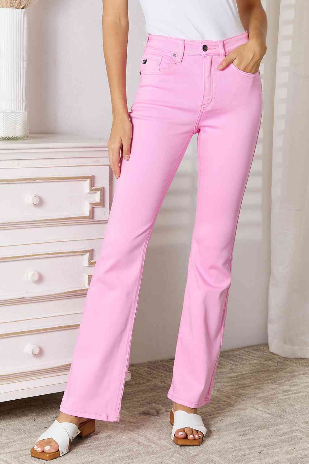  High Rise Bootcut Jeans Trendsi