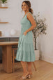 Smocked Waist Sleeveless Tiered Dress with Pockets -BazaarBey - www.shopbazaarbey.com