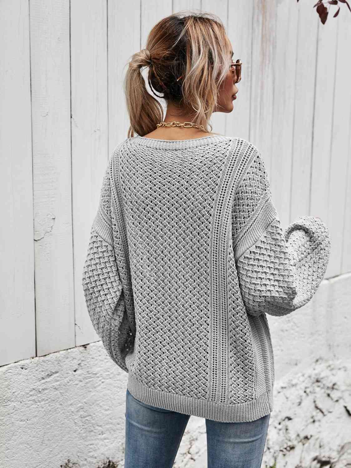 V-Neck Dropped Shoulder Sweater Bazaarbey
