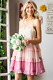 Color Block  Ruffled Tiered Spaghetti Strap Dress -BazaarBey - www.shopbazaarbey.com