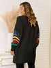Striped Open Front Dropped Shoulder Cardigan Trendsi
