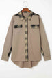 Plaid Button Down Collared Jacket Trendsi