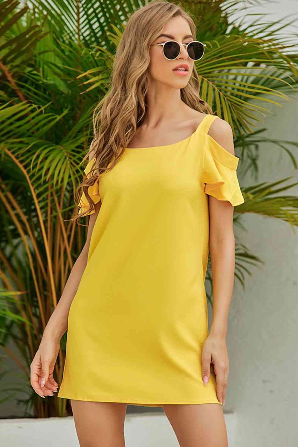 Cold-Shoulder Mini Dress -BazaarBey - www.shopbazaarbey.com