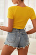 Cutout Short Sleeve Cropped Top Bazaarbey