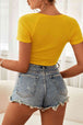 Cutout Short Sleeve Cropped Top Bazaarbey