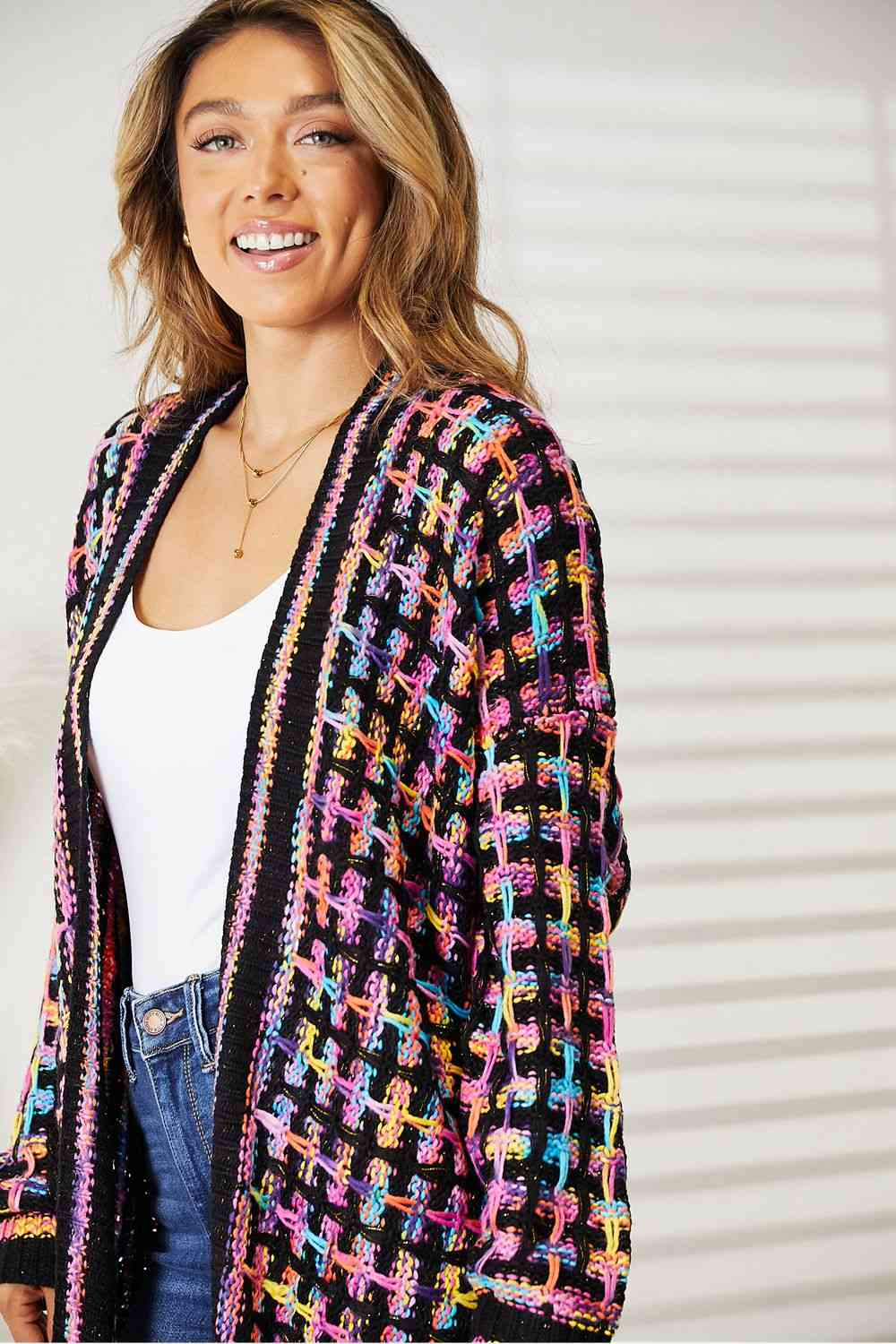   Multicolored   Hem Cardigan Trendsi