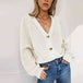 Button Up V-Neck Long Sleeve Cardigan Bazaarbey