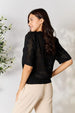  Ribbed Trim Round Neck Knit Top Bazaarbey