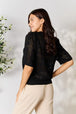  Ribbed Trim Round Neck Knit Top Bazaarbey