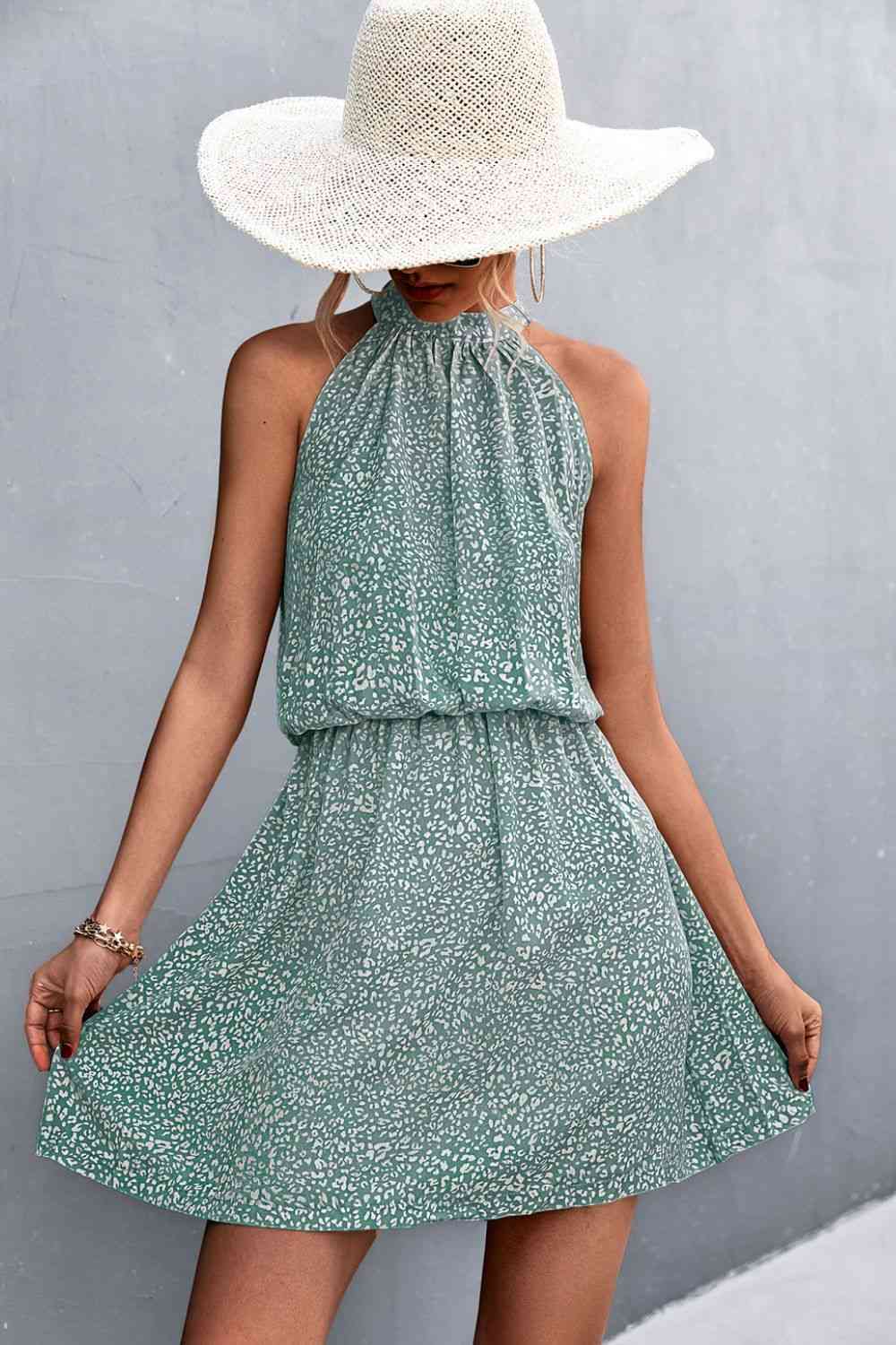 Floral Tied Sleeveless Mini Dress -BazaarBey - www.shopbazaarbey.com
