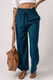 Drawstring Smocked Waist Wide Leg Pants Bazaarbey