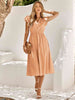 V-Neck Flutter Sleeve Midi Dress -BazaarBey - www.shopbazaarbey.com