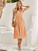 V-Neck Flutter Sleeve Midi Dress -BazaarBey - www.shopbazaarbey.com