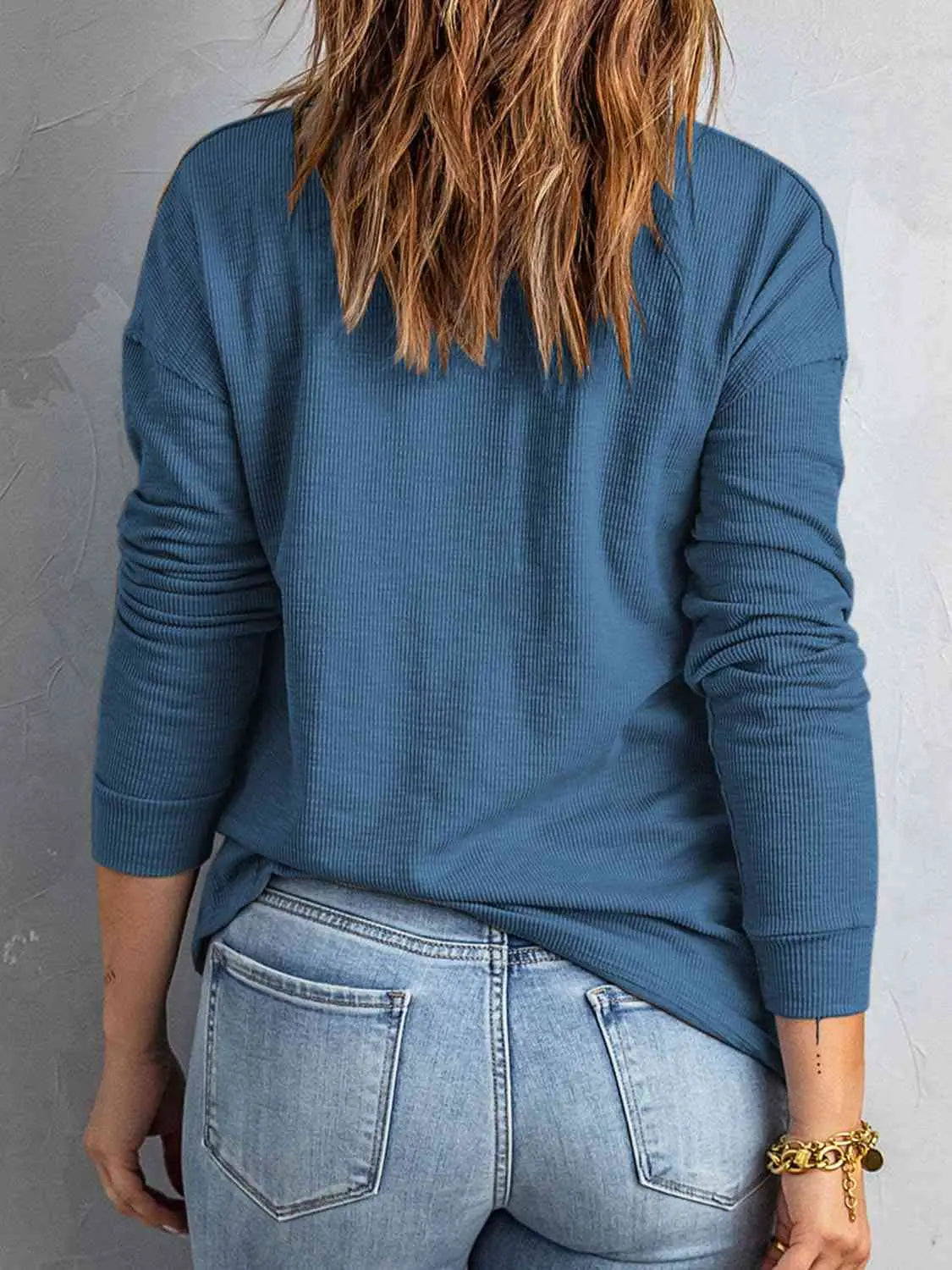 Collared Neck Half Button Top Trendsi