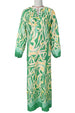 Abstract Print Buttoned Balloon Sleeve Dress Bazaarbey