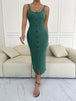 Ribbed Slit Decorative Button Cami Dress -BazaarBey - www.shopbazaarbey.com