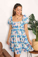  Floral Square Neck Puff Sleeve Dress -BazaarBey - www.shopbazaarbey.com