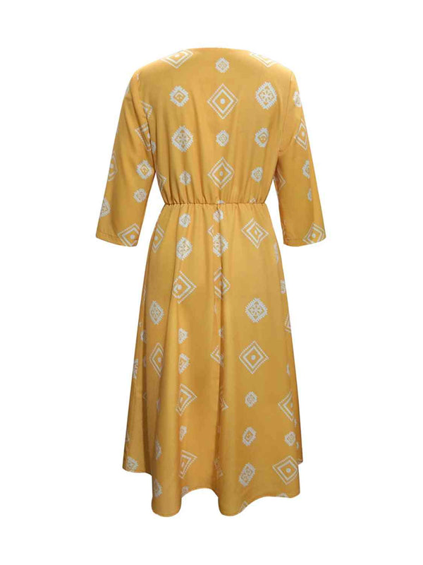 Geometric Notched Neck Dress -BazaarBey - www.shopbazaarbey.com