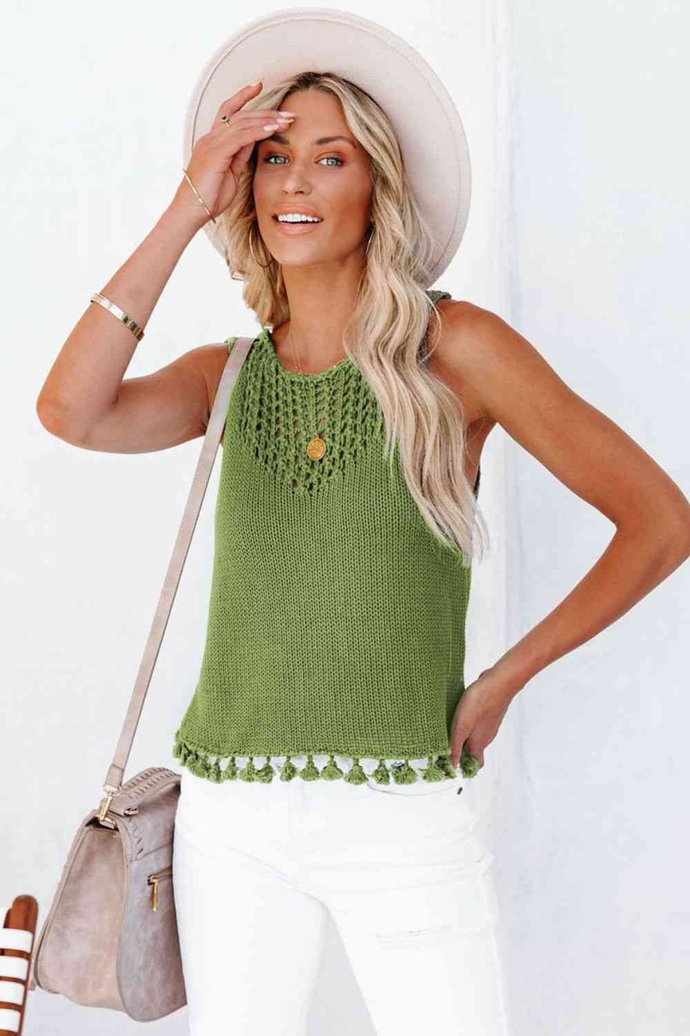  Tassel Hem Knit Tank Trendsi