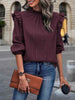 BazaarBey Mock Neck Ruffle Shoulder Blouse Trendsi
