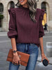 BazaarBey Mock Neck Ruffle Shoulder Blouse Trendsi