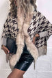 Houndstooth Fringe Hem Poncho Bazaarbey