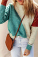 Color Block Round Neck Dropped Shoulder Pullover Sweater Bazaarbey
