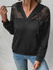Lace Trim Dropped Shoulder Hoodie Bazaarbey