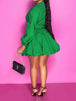 Notched Button Up Balloon Sleeves Dress -BazaarBey - www.shopbazaarbey.com