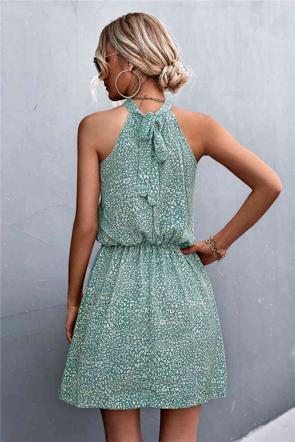 Floral Tied Sleeveless Mini Dress -BazaarBey - www.shopbazaarbey.com