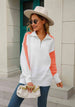 Two-Tone Collared Neck Dropped Shoulder Knit Top Trendsi