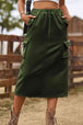 Drawstring Waist Slit Denim Skirt Bazaarbey