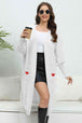 Lantern Sleeve Open Front Pocketed Cardigan Trendsi
