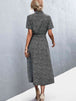 Printed Tie Waist Short Sleeve Shirt Dress -BazaarBey - www.shopbazaarbey.com
