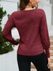 Ribbed Round Neck Lantern Sleeve Knit Top Bazaarbey