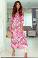 Printed  Neck Flounce Sleeve Dress -BazaarBey - www.shopbazaarbey.com