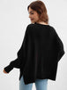 Exposed Seam Dropped Shoulder Slit Sweater Trendsi