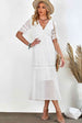  V-Neck Short Sleeve Midi Dress -BazaarBey - www.shopbazaarbey.com