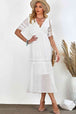  V-Neck Short Sleeve Midi Dress -BazaarBey - www.shopbazaarbey.com