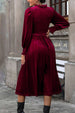 Smocked Lantern Sleeve Midi Dress -BazaarBey - www.shopbazaarbey.com