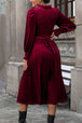 Smocked Lantern Sleeve Midi Dress -BazaarBey - www.shopbazaarbey.com